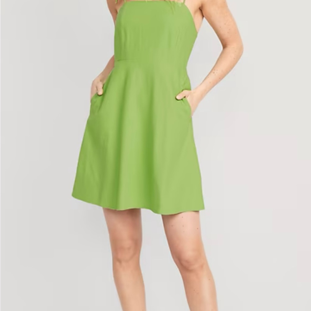 Old Navy Green fit and flare tie Dress